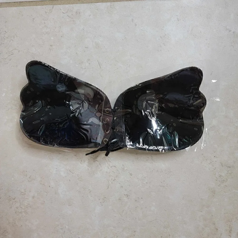 Self Adhesive Bra D Cup Backless Winged Goddess Black